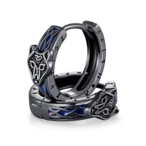 Viking Wolf Hoop Earrings in Sterling Silver