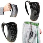 Authentic Viking Drinking Horn Mug with Leather Straps