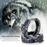 Viking Wolf Hoop Earrings in Sterling Silver