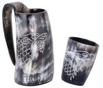 Viking Ox Horn Mug Set - Wolf Design