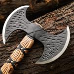 Engraved Viking Axe with Wooden Handle