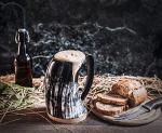 Authentic Viking Drinking Horn Mug with Hardwood Base