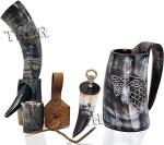 Viking Drinking Horn Mug with Stand and Opener