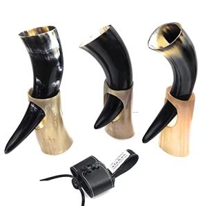 Handmade Viking Drinking Horn Mugs Set of 3