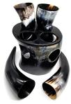 Authentic Viking Drinking Horn Set with Shot Glasses