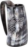 Viking Wolf Engraved Drinking Horn Mug - 16 Oz