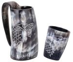 Viking Ox Horn Mug Set - Wolf Design