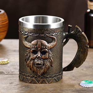 Viking Skull Mug - Stainless Steel Warrior Cup
