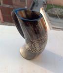 Viking Wolf Engraved Drinking Horn Mug - 16 Oz