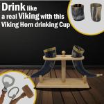 Viking Ox Horn Tankard and Wood Stand Combo