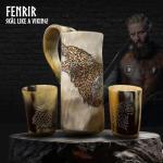 Fenrir Viking Drinking Horn Mug with Shot Glasses