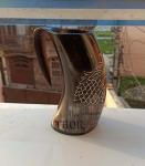 Viking Wolf Engraved Drinking Horn Mug - 16 Oz