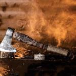 Viking Bearded Axe with Sheath and Ash Shaft