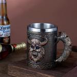 Viking Skull Mug - Stainless Steel Warrior Cup
