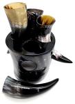 Authentic Viking Drinking Horn Set with Shot Glasses