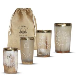 Viking Drinking Horn Mug Set - Rune Engraved