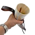 Viking Horn Mug with Leather Straps