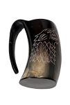 Viking Drinking Horn Mug with Wolf Carving