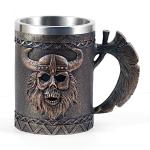 Viking Skull Mug - Stainless Steel Warrior Cup