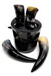 Authentic Viking Drinking Horn Set with Shot Glasses