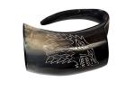 Viking Drinking Horn Mug with Wolf Carving
