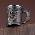Viking Skull Mug - Stainless Steel Warrior Cup