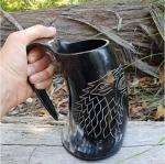 Vikings Valhalla Wolf Carved Drinking Horn Mug