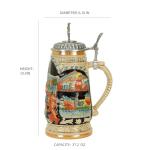 Viking Beer Stein with Pewter Lid - 1L