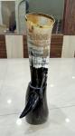 Rustic Viking Drinking Horn with Wooden Stand