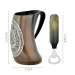 Viking Horn Mug with Valknut Symbol Engraving