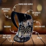 Wolf Carved Viking Drinking Horn Mug - 16oz