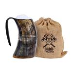Viking Drinking Horn Mug with Burlap Sack - 20 Oz