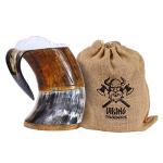 Viking Drinking Horn Mug with Burlap Sack - 20 Oz