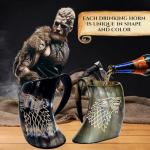 Wolf Carved Viking Drinking Horn Mug - 16oz