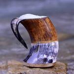 Viking Drinking Horn Mug with Burlap Sack - 20 Oz