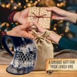 Wolf Carved Viking Drinking Horn Mug - 16oz