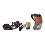 Viking Drinking Horn Mug Set with Leather Holster