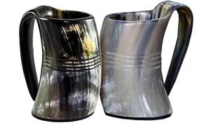 Viking Drinking Horn Mug Set for Mead & Beer