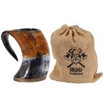 Viking Drinking Horn Mug with Burlap Sack - 20 Oz