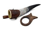 Authentic Hand Engraved Viking Horn Mug with Stand