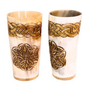 Nordic Viking Horn Tankard with Celtic Design