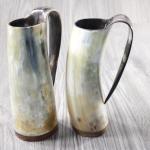 2 Horn Mugs Medieval Viking Drinking Tankard