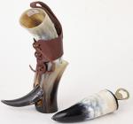 Viking Drinking Horn Mug Set with Dire-Wolf Engraving