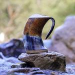 Viking Drinking Horn Mug with Burlap Sack - 20 Oz