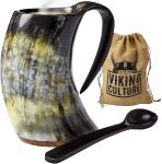 Viking Coffee Horn Mug Set with Spoon and Bag