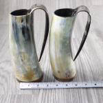 2 Horn Mugs Medieval Viking Drinking Tankard