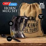 Viking Coffee Horn Mug Set with Spoon and Bag