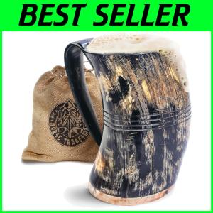 XL Viking Beer Horn Mug - Authentic Tankard