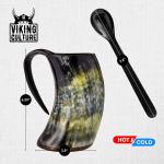 Viking Coffee Horn Mug Set with Spoon and Bag