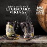 Viking Coffee Horn Mug Set with Spoon and Bag